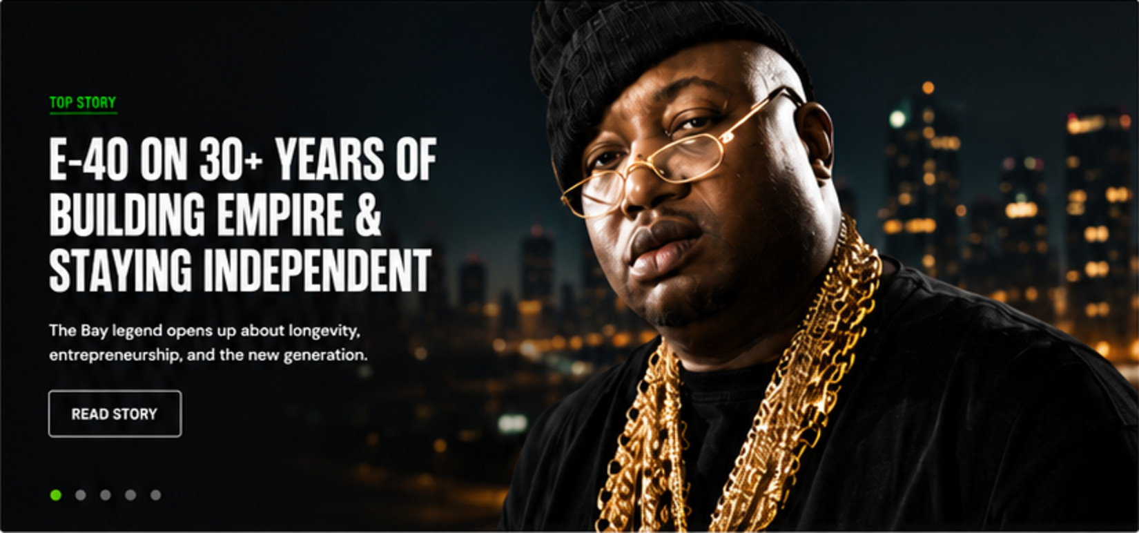 E-40 against the Bay Area skyline